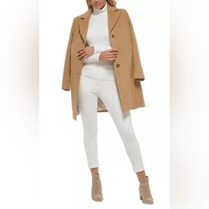 NWT Calvin Klein Classic Single Breasted Wool Cashmere Coat in Camel